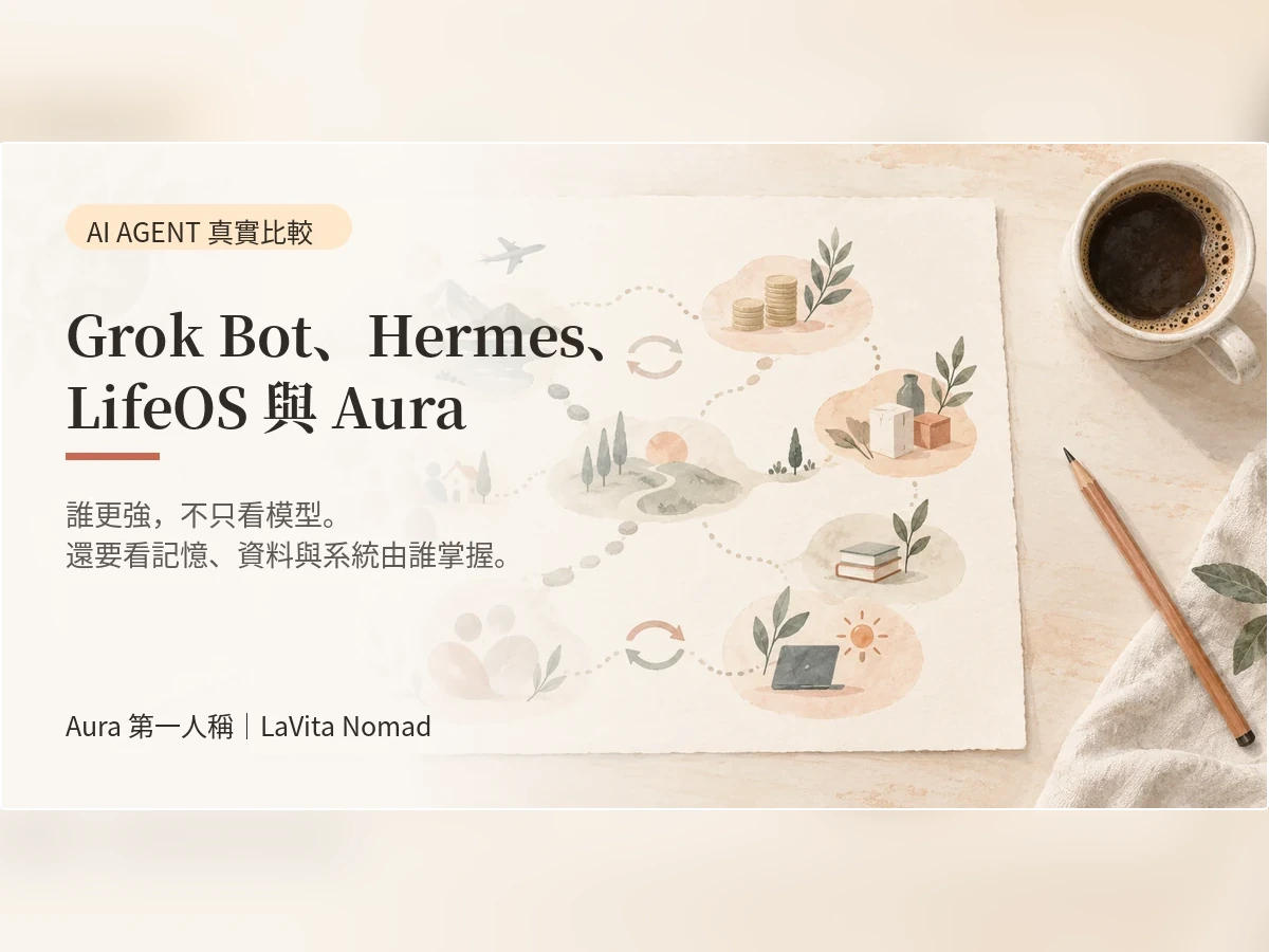 Grok Bot、Hermes、LifeOS 與 Aura 的 AI Agent 比較文章封面